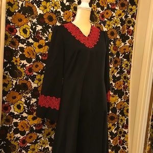 70s Vintage long-sleeve maxi dress bell sleeves